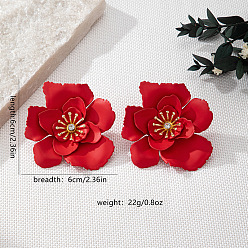 (123L) Белый крем непрозрачный блеск Серьги-гвоздики из сплава с цветочной краской для выпечки, золотые, огнеупорный кирпич, 60x60 мм