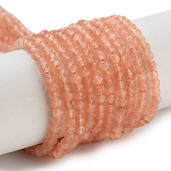 Легкий Лосось Кошачие глаза, граненые, рондель, светлый померанцевый, 3x2.5 мм, отверстие : 0.6 мм, около 153 шт / нитка, 14.17'' (36 см)