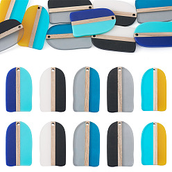 (52) Непрозрачная лаванда 10шт 5 цвета подвески из смолы и дерева, арка, два тона, разноцветные, 38x22x3.2 мм, отверстие : 2 мм, 2 шт / цвет