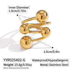 Настоящее золото 18K 304 открытые манжеты из нержавеющей стали для женщин, реальный 18 k позолоченный, внутренний диаметр: 19 мм