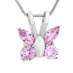 Роза Ожерелья с подвеской в виде кремационного ящика из нержавеющей стали для памятных вещей домашних животных, бабочка горный хрусталь урна пепел подвески ожерелья для женщин мужчин, цвет нержавеющей стали, роза, 21.65 дюйм (55 см)