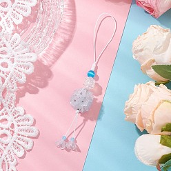 Светло-Синий Стекло подвесные украшения, с оплеткой нейлоновой нити, цветок, голубой, 144 мм