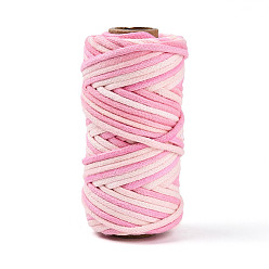 Ярко-Розовый Сегментированный окрашенный поликоттоновый макраме-шнур, декоративные нитки, для поделок ремесел, упаковка подарков и изготовление ювелирных изделий, ярко-розовый, 3~4x2~3 мм, около 21.87 ярдов (20 м) / рулон