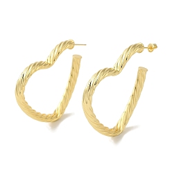 Настоящее золото 18K Серьги-гвоздики из латуни для женщин с поворотным сердечком, без кадмия и без свинца, долговечный, реальный 18 k позолоченный, 44x5 мм