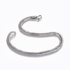 Stainless Steel Color 304 Stainless Steel Snake Chain Necklaces, with 304 Stainless Steel Clasps, Stainless Steel Color, 23.6 inch(60cm), 3mm