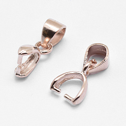 Rose Gold 925 Sterling Silver Pendant Bails, Ice Pick & Pinch Bails, Rose Gold, 9.5x5.5x3mm, Hole: 3x4mm, Pin: 0.8mm