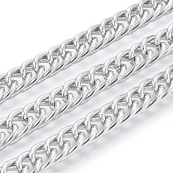Платина Алюминий обуздать цепи, несварные, с катушкой, платина, 10x6.5x1 мм, около 65.62 футов (20 м) / рулон
