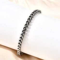 Нержавеющая Сталь Цвет 304 браслеты из нержавеющей стали с цепочкой из пшеницы для мужчин и женщин, цвет нержавеющей стали, 8-7/8 дюйм (22.5 см)