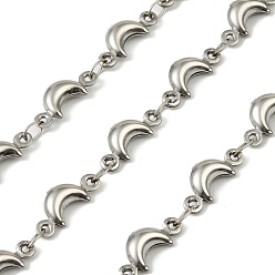 Нержавеющая Сталь Цвет 304 цепи Moonlink из нержавеющей стали, с катушкой, пайки, цвет нержавеющей стали, 14x6x3.5 мм