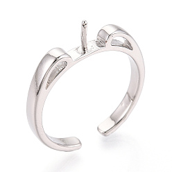 Платина Настройки колец для чашек из латуни, регулируемые настройки колец для полупросверленных бусин, без кадмия, без никеля и без свинца, платина, 2.5 мм, регулируемый, штифты : 0.7~0.8 мм