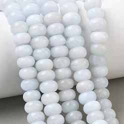 Light Cyan Dyed Natural White Jade Beads Strands, Smooth Rondelle, Light Cyan, 8~9x5~5.5mm, Hole: 1.4mm, about 69~74pcs/strand, 14.57~15.16''(37~38.5cm)