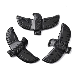 Обсидиан Натуральный обсидиан резные большие подвески, подвески с голубями мира, 28~29x51~52x6~6.5 мм, отверстие : 1.2 мм