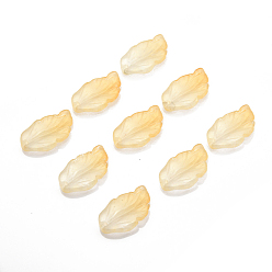 (932FM) Темно-синий аква-матовый с подкладкой Краски для выпечки стеклянные бусины, Топ пробуренной, лист, темно-золотистые, 28x17x4 мм, отверстие : 1 мм