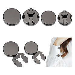 Черный Цвет Металла 8 шт. 2 стили запонки из сплава, плоско-круглые, металлический черный , 26~28.5x25~27.5x5 мм, 4 шт / стиль