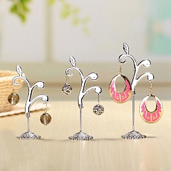 Antique Silver 3Pcs 3 Sizes Flower Alloy with Iron Dangle Earrings Display Stands, Photo Props, Antique Silver, 7.5x10.5~13.5cm, 1pc/size