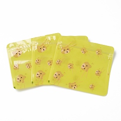 Медведь Пластиковая сумка с замком на молнии, сумки для хранения, мешок с самоуплотнением, с верхним уплотнением, карикатура, желтые, медведь, 10x11x0.15 см, односторонняя толщина: 2.7 мил(0.07мм), 100 шт / пакет