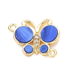 Синий Подвески-бабочки из латуни с микропаве из прозрачного кубического циркония, cmолой, реальный 18 k позолоченный, долговечный, без кадмия и без свинца, стойки покрытие, синие, 14x17.5x3.5 мм, отверстие : 1.2 мм