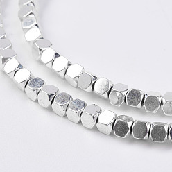 с Покрытием Серебра Немагнитные нити шарик синтетический гематит, восьмиугольник, со серебряным покрытием, 3x3 мм, отверстие : 1 мм, около 134 шт / нитка, 15.7 дюйм