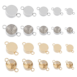 Mixed Color 304 Stainless Steel Connector Rhinestone Settings, Flat Round, Mixed Color, 10~14x4~8x2.5~4mm, Hole: 1.8mm, 40pcs/box