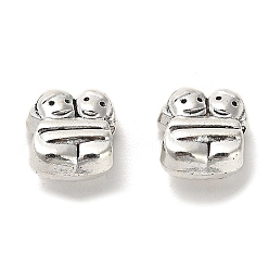 Human Европейские сплавочные бусины тибетского стиля , без свинца и без кадмия, античное серебро, бусины с большим отверстием, человек, 12x11.5x7.5 мм, отверстие : 4.5 мм