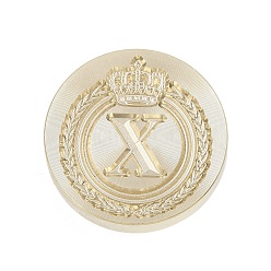 Letter X Золотистый тон корона начальная восковая печать латунные штампы головки, для сургучной печати, Письмо X, 25x14.5 мм, отверстие : 7 мм