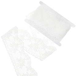 Weiß 5 Meter Polyester-Fransenspitze, für Rucksäcke, Kleidung, mit 1pc Displaykarte aus Karton, weiß, 3-3/4 Zoll (95 mm)