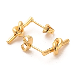 Golden Ion Plating(IP) 304 Stainless Steel Stud Earrings, Knot, Golden, 16x5.5mm