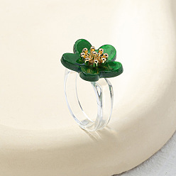 Темно-Зеленый Смола с кольцами из сплава, цветок, золотые, темно-зеленый, 18 мм