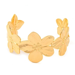 Цветок 304 женские браслеты с открытыми манжетами из нержавеющей стали, реальный 18 k позолоченный, цветок, внутренний диаметр: 2-1/2 дюйм (6.4 см), 35 мм