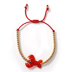 Красный Браслеты из плетеных бусин с изображением морского животного — дельфина., Регулируемые плетеные браслеты из нейлоновой нити для женщин и мужчин, золотые, красные, 11.02 дюйм (28 см)