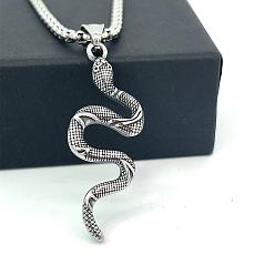 Нержавеющая Сталь Цвет Винтажная подвеска в виде змеи из нержавеющей стали ожерелья для женщин и мужчин, цвет нержавеющей стали