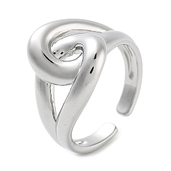 Платина Стойка металлизированный узел латунь открытые манжеты кольца, широкие кольца для женщин, долговечный, без свинца и без кадмия, платина, 16 мм, регулируемый