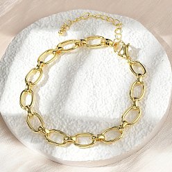 Настоящее золото 18K Латунные овальные звенья цепи браслеты для женщин мужчин, долговечный, стойки покрытие, без кадмия и без свинца, реальный 18 k позолоченный, 7-3/4 дюйм (19.7 см)