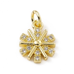 Настоящее золото 18K Латунные микро проложить кубического циркония прелести, без кадмия и без свинца, с прыжковых колец, прелести снежинки, реальный 18 k позолоченный, 11.5x9x2.5 мм, отверстие : 3 мм