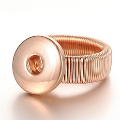 Rose Gold Adjustable Brass Finger Ring Components Snap Fastener Settings, Rose Gold, 18mm, Snap: 19mm, Half Hole: 6x4mm, fit Snap Buttons in 5~6mm Knob