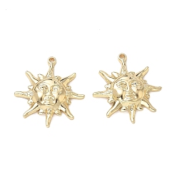 Oro 304 colgantes de acero inoxidable, encantos de rostro solar, larga duración plateado, dorado, 25x22.5x4 mm, agujero: 1.4 mm