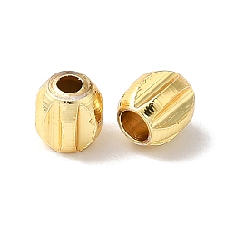 Настоящее золото 18K Стойки обшивки латунные бусины, рифленый рис, долговечный, реальный 18 k позолоченный, 3.6x3.5 мм, отверстие : 1.6 мм
