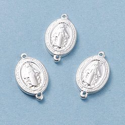Серебро 304 соединительные звенья нержавеющие, овальный со святым, серебряные, 15x8.5~8.6x1.8 мм, отверстие : 0.8 мм