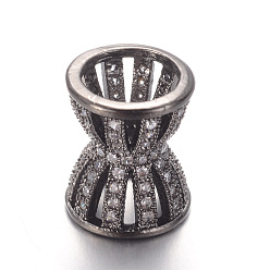 Gunmetal Brass Micro Pave Cubic Zirconia Flower Bead Caps, Gunmetal, 12x10mm, Hole: 7mm