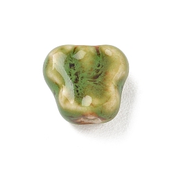 Butterfly Vintage Handmade Porcelain Beads, Fancy Antique Glazed Porcelain, Olive Drab, Butterfly, 12x13.5x7.5mm, Hole: 2.5mm