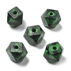 Зеленый лайм Набивные шима деревянные бусины, многоугольник, зеленый лайм, 15.5x16 мм, отверстие : 3.5 мм