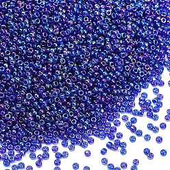 (RR177) Transparent Cobalt AB Миюки круглые бусины рокайль, японский бисер, (rr177) прозрачный кобальт ab, 11/0, 2x1.3 мм, отверстие : 0.8 мм, Около 50000 шт / фунт