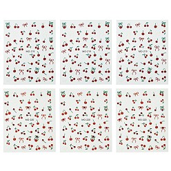 (123L) Белый крем непрозрачный блеск 6 листы 2 стили ПВХ наклейки для дизайна ногтей, украшения для ногтей, вишни шаблон, огнеупорный кирпич, 9.2x7.4x0.1 см, вишневый: 6~10x3~9 мм, 3 листы / стиль