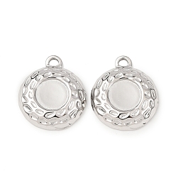 Нержавеющая Сталь Цвет 304 Настройки кабошон из нержавеющей стали кулон, плоско-круглые, цвет нержавеющей стали, лоток : 10 мм, 24.5x20x4 мм, отверстие : 2.5 мм