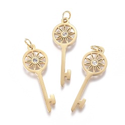 Настоящее золото 18K 316 хирургические подвески из нержавеющей стали, с микропаве и фианитом, долговечный, отмычка, прозрачные, реальный 18 k позолоченный, 29x10x2 мм, отверстие: 3.5 мм