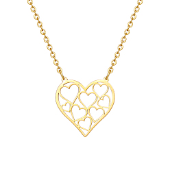 Настоящее золото 18K 304 подвесные из нержавеющей стали ожерелья, полые сердца, реальный 18 k позолоченный, нет размера