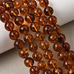 Сиена Янтарные шарики нити, круглые, сгладить, цвет охры, 8 мм, отверстие : 0.5 мм, около 47 шт / нитка, 14.96'' (38 см)