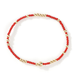 Темно-Красный Браслеты из стеклянных бусин и бусин CCB, составные браслеты для женщин, темно-красный, 7-7/8 дюйм (20 см), внутренний диаметр: 6-1/2 дюйм (16.5 см)