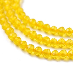 Yellow Glass Beads Strands, Imitation Quartz, Faceted, Round, Yellow, 2mm, Hole: 0.5mm,  about 175pcs/strand, 14.9 inch(38cm)
