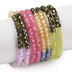 Разноцветный Прозрачный градиент цвета нити циркония, сегментированные разноцветные бусины, граненые, рондель, красочный, 3x2 мм, отверстие : 0.6 мм, о 200шт / цепи, 15.79'' (40.1 см)